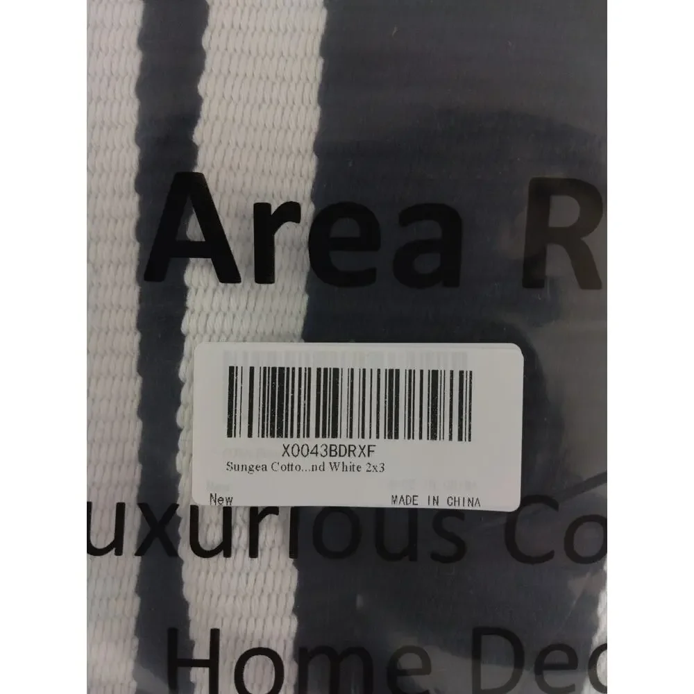 Front Porch Rug 2x3 Black and White Striped Outdoor Rug Washable
